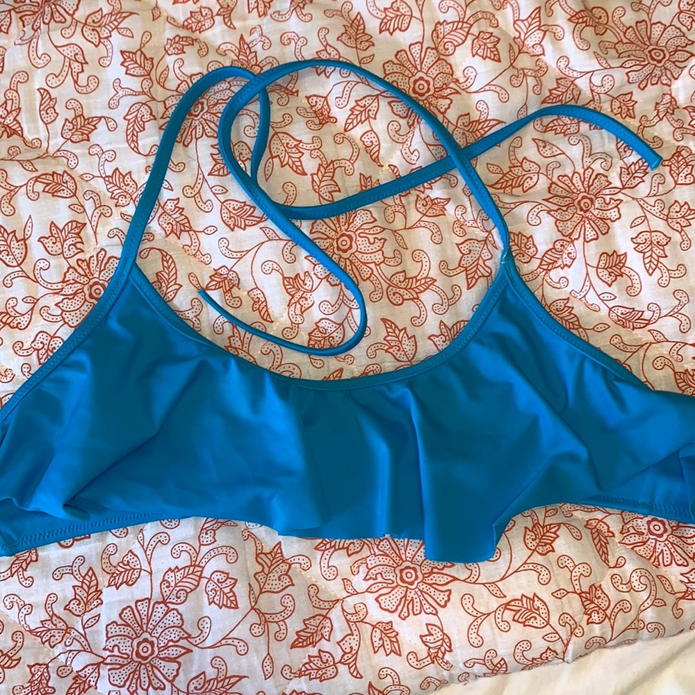 Turquoise ruffle swim bikini